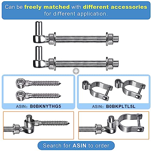 Insaga M16x 8'' J-Bolt Gate Hinge, 304 Stainless Steel J-Bolt Post Hinge for Farm Gate, 5/8" Male Pin J-Bolt Hinge for Chain Link Fence Gate, Gate Hinges for Metal Gates (2Pcs) - color: M16-8''-2PCS