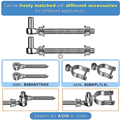 Insaga M16x 8'' J-Bolt Gate Hinge, 304 Stainless Steel J-Bolt Post Hinge for Farm Gate, 5/8" Male Pin J-Bolt Hinge for Chain Link Fence Gate, Gate Hinges for Metal Gates (4Pcs) - color: M16-8''-4PCS