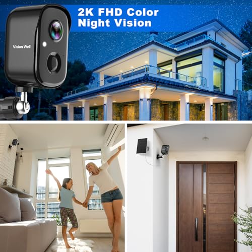 Security Cameras Wireless Outdoor, 2K Solar Cameras for Home Security, WiFi Cameras Battery Powered, AI Motion Detection, Color Night Vision, 2-Way Talk, Spotlight Siren Alarm-Black Grey Solar Camera - color: Black Grey