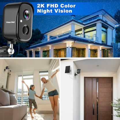 Security Cameras Wireless Outdoor, 2K Solar Cameras for Home Security, WiFi Cameras Battery Powered, AI Motion Detection, Color Night Vision, 2-Way Talk, Spotlight Siren Alarm-Black Grey Solar Camera - color: Black Grey