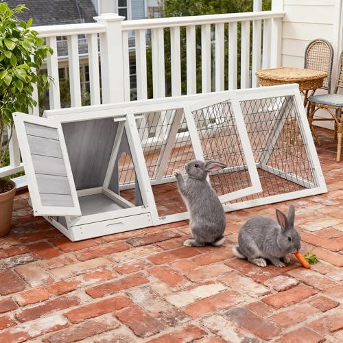 Rabbit Hutch Indoor Outdoor, Chicken Coop, Brooder Box for Chicks, A-Frame Poultry Quail Cage Duck House with Ventilating Wire Bunny Cage for Small Animals (Grey) - color: Grey