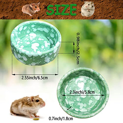 kathson 2 Pcs Hamster Food Bowl Guinea Pig Ceramic Water Bowl Small Animal Feeding Dish for Dwarf Hamster Gerbil Syrian Ferret Hedgehog Chinchilla Bunny (Green)… - color: Green