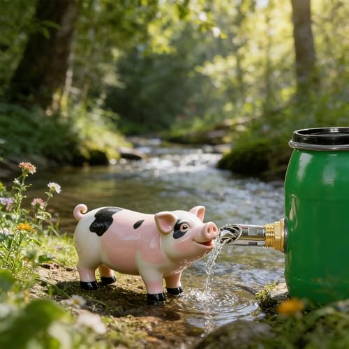 Fockety Pig Water Nipple, 5PCS Stainless Steel Automatic Pig Nipple Drinker Feeder with Brass Connectors, Waterer for Pigs Goats Horses Cattle Livestock