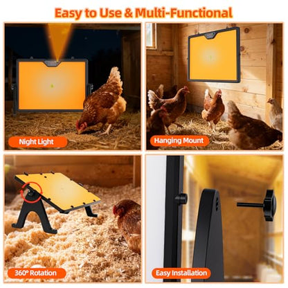 Brooder Plate Heater with Remote - 2-Sided Warming Chick Heat Plate, 4 Timers, Night Light, LED Temp Display, 180W Low Energy, for Chick, Cat, Dogs in Cold Weather (Dark Black) - color: Dark Black