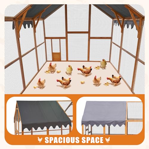 Endark 110" Large Walk-in Chicken Coop Enclosure with Waterproof Roof- Spacious Outdoor Yard, Pet Cage Playpen Farm Poultry Cage with Durable Wood Construction and Rain Protection(Brown)