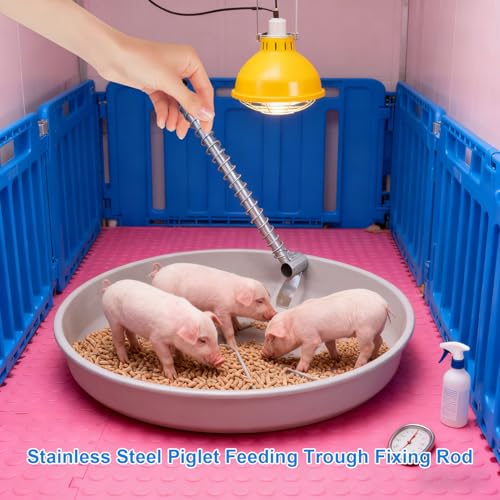 Luocute Piglet Feeding Trough Fixing Rod, Stainless Steel Feeder Bowl Support Holder with Easy Installation, for Breeding Equipment