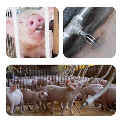5Pcs Stainless Steel Pig Nipple Drinker, Automatic Pig Waterer with NPT 1/2" Threaded Connection for Pigs, Sows, and Piglets