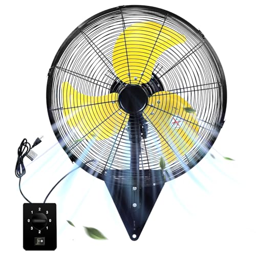TMWINGS 20 Inch Wall Mount Fan, Heavy Duty Oscillating Wall-Mounted Fan with 6600 CFM, High Velocity 3 Speed Fans with Adjustable Tilting for Workshop, Garage, Patios, Commercial and Industrial - color: 20" Yellow