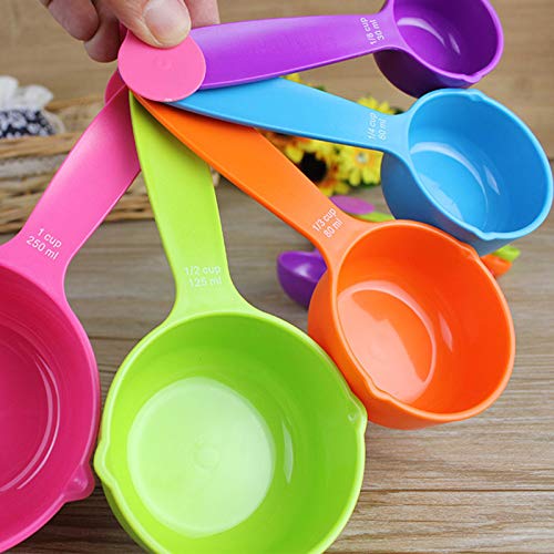 Rypet Pet Food Scoop Set of 5 - Measuring Cups and Spoons Set Plastic for Dog, Cat and Bird Food (Random Color) - color: Set of 5