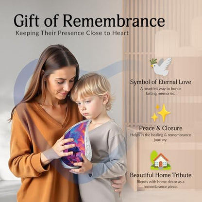Large Pig Urn for Human Ashes Adult - 10 Inch, 5 Combo Purple Cloud Cremation Ashes Container - 4 Memorial Keepsake Urn for Mom and Dad - Burial Urns Cremated Remains - color: Pig Teardrop Urn - 9