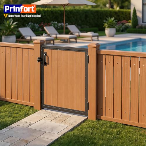 4x5FT (46.78"W X 59"H) 201 Stainless Steel Anti Sag Wooden Fence Gate Kit Heavy Duty Garden Gate Frame Hardware Kit Reinforcement (Left/Right Free-Installation) - size: W4xH5 FT