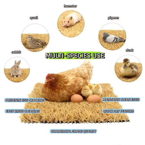 12x12 Inch Chicken Nesting Box Pads, 4 Pack - Waterproof Washable Hen Nesting Pads, Reusable Nest Box Liners with Drain Holes