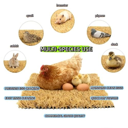 12x12 Inch Chicken Nesting Box Pads, 4 Pack - Waterproof Washable Hen Nesting Pads, Reusable Nest Box Liners with Drain Holes