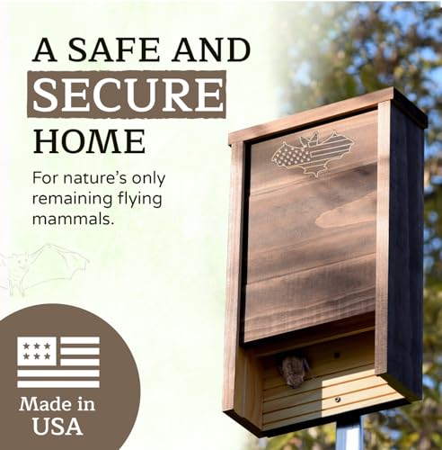 Made in USA- Brown Stained Pine Bat House, 2 Chamber Bat Box, Easy-to-Install Wooden Bat House Kit, Weather-Resistant Bat Houses for Outdoors, with Mounting Screws - Applewood Outdoor - style: 2 Chamber Brown
