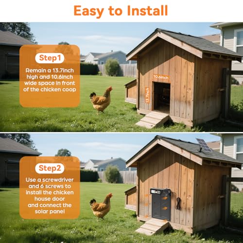 Auto Chicken Door Opener with Timer Modes, Intelligent Obstacle Sensors, Remote Control
