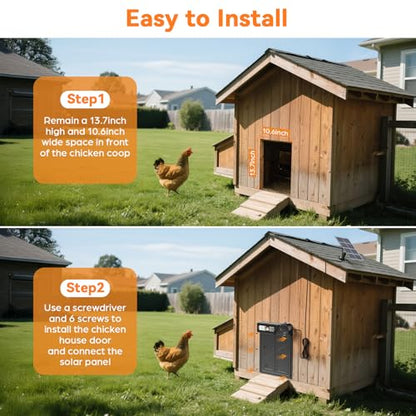 Auto Chicken Door Opener with Timer Modes, Intelligent Obstacle Sensors, Remote Control