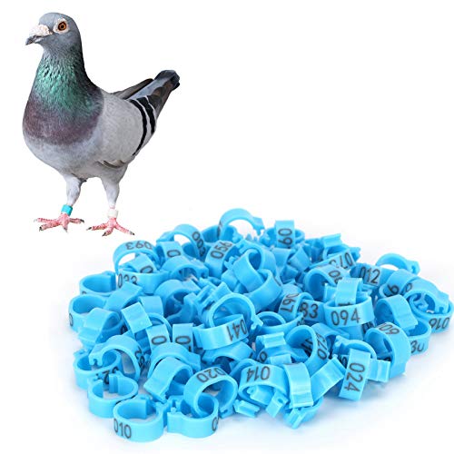 Gavigain 8mm Pigeon Leg Bands 0-100 Numbers Chicken Identification Leg Bands for Bantam Finch Dove Lovebird Coturnix Quail (Blue) - color: Blue