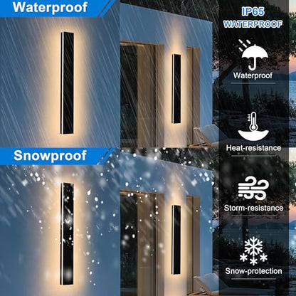 2 Pack 48 Inch Waterproof Outdoor Wall Light, 5.9 Inch Wide Linear Outdoor Garage Lighting Fixtures Long Exterior LED Wall Light for Porch Garage Patio, 3000K-6000K 5CCT - size: 48in
