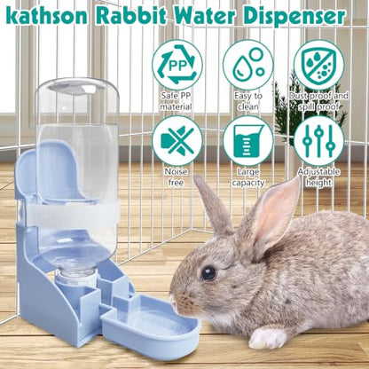 kathson Rabbit Water Bottle, 17oz Hanging Water Fountain Automatic Dispenser No Leak WaterFeeder for Bunny Chinchilla Guinea Pig Hedgehog Ferret - size: 2PCS Water Dispenser, Blue