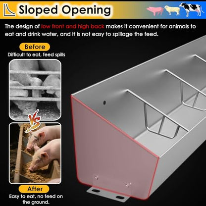 Stainless Steel Livestock Trough - Durable Farm Animal Feeder, 120cm Long, Versatile Hanging or Ground Mount for Efficient Feeding Solutions, Ideal for Cattle, Horses, and Goats - size: 120cm Long/4 Bits