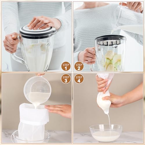 Boao Nut Milk Bags - Reusable Food Strainer Bags with Fine Mesh Nylon Drawstring, 3 Sizes (48 Pack)