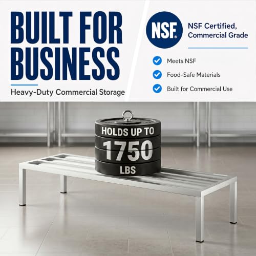 60" x 20" x 12" Aluminum Dunnage Rack Heavy Duty Floor Storage Stand, NSF for Commercial Use - size: 60"W x 20"D x 12"H
