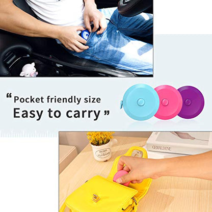 DiCUNO 60-Inch 1.5 Meter Soft and Retractable Tape Body Tailor Sewing Craft Cloth Dieting Measuring Tape (3 Pcs of Purple Sky-Blue Cherry-Pink with Soft Tape) - color: 3 Colors (Purple/Sky Blue/Pink)