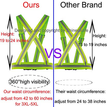 2" Wider Reflective Safety Vest,60% More High Visibility for Running,Construction,Walking Women Men,Adjustable - size: 3X-Large-5X-Large