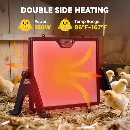 Chicken Coop Heater, 200W Chick Warmer, Brooder Heating Plate | with Remote Control, Double Side Heating, 360° Adjustable, Timing Function, Temperature Adjustable, LED Screen