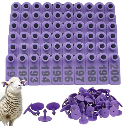Livestock Ear Tags, Purple, 200PCS,Number 001-200, | For Goat Pig Deer, Plastic Sheep Ear Tags, Animal Identification Tags - color: Purple