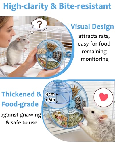 Rotating Rat Foraging Toy Interactive Slow Feeder with 5 Compartments & 2 Openings, Hanging Rat Enrichment Toy for Pet Rats Cage for Mental & Digestive Health, Sturdy Safe Cage Accessory