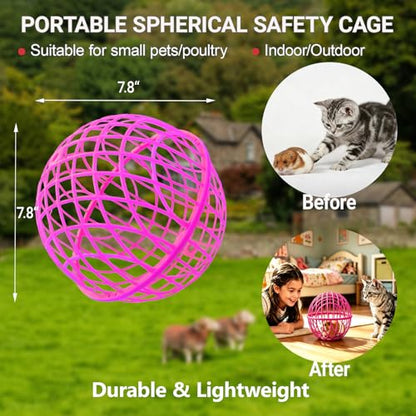 7.8" Ball-Shaped Movable Pigeon Chick Coop, Little Rabbit Duck Guinea Pig Safe Walking Net,Preventing Dog Bites, Predation by Eagles Wolves Cats Eagles, Pet Safety Cage (Rose) - color: Rose