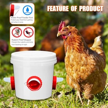 Chicken Feeder Port Kit –6 Pack Automatic Poultry Feeder Cups for Buckets & Bins, No Waste Rainproof DIY Chicken Feeders for Hens, Ducks & Other Poultry - size: 6-Pack