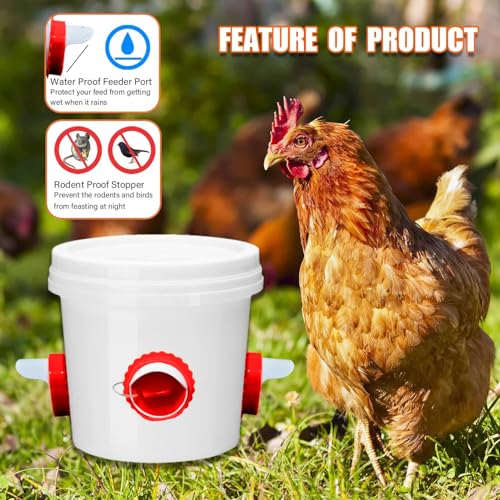 Chicken Feeder Port Kit –4 Pack Automatic Poultry Feeder Cups for Buckets & Bins, No Waste Rainproof DIY Chicken Feeders for Hens, Ducks & Other Poultry - size: 4-Pack