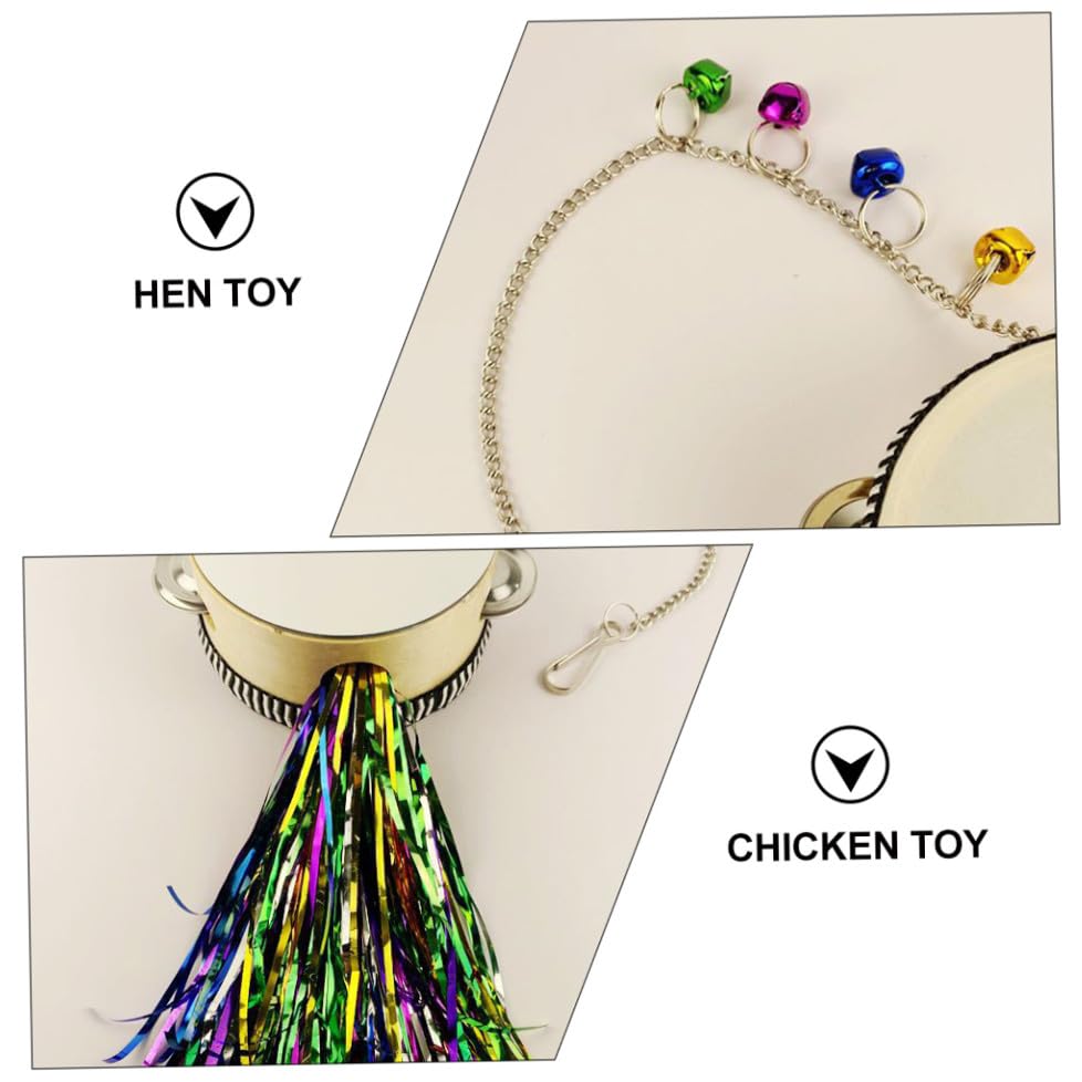 BESPORTBLE Stainless Steel Double Sided Chicken with Mirror Drum for Hens Roosters Engaging Pet Plaything to Boredom and Increase Activity Levels