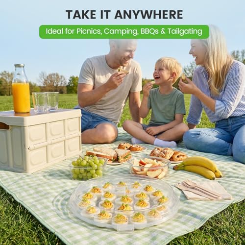 HANSGO Deviled Egg Containers with Lid, Portable Deviled Egg Platter Carrier Holder Trays with 22 Slots for Holiday Party and Home Kitchen, Clear - color: Transparent