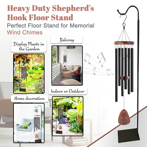 The Wind Chime CO 60" Adjustable Heavy Duty Shepherd's Hook Floor Stand Garden Hook for Outdoor, Hanging Plant, Solar Lights, Lanterns, Bird Feeders and Wedding Decor.