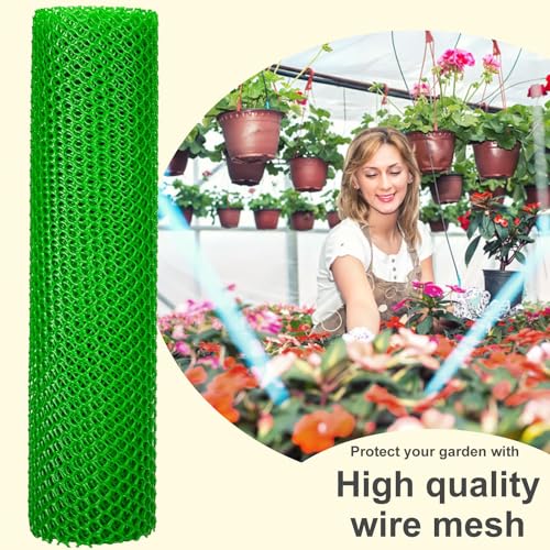 Plastic Wire Mesh Fence 16in x 33Ft Plastic Chicken Wire Mesh for Poultry, Dogs, Rabbit, Snake Barrier & Gardening Versatile Plastic Fencing (16in x 33Ft, Green) - color: Green, size: 16in x 33Ft