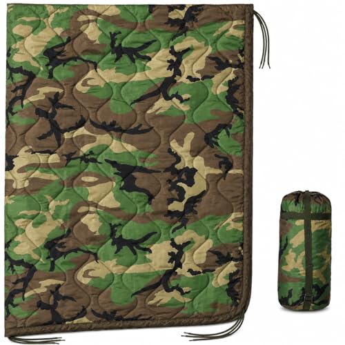 USGI Industries Military Woobie Blanket | Thermal Insulated Camping Blanket, Poncho Liner | Large, Portable, Water-Resistant, for Hiking, Survival | Compression Carry Bag - color: Woodland