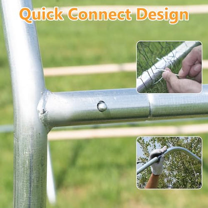 HITTITE Large Metal Chicken Coop with Run, 19.19 x 9.84 x 6.23 ft Walk in Poultry Cage Chicken Run Pen, Dome Roof Outdoor Chicken Runs for Yard with Waterproof & Anti-UV Cover - size: 230.0"L x 118.0"W x 74.7"H