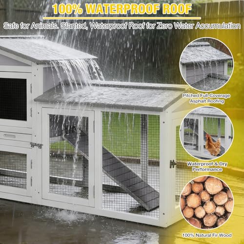Aivituvin Chicken Coop for 2 Chickens, Wooden Duck House Outdoor Hen House Poultry Quail Cage-Expandable Design - size: 55.0"L x 21.3"W x 33.4"H