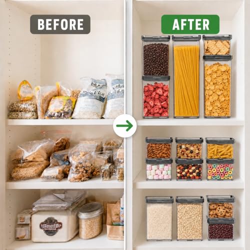 5-Piece SAN Airtight Pantry Storage Container Set, Leakproof Twist-Lock Lids, BPA-Free Stackable Canisters for Sugar, Flour, Pasta, Cereal & Snacks (0.8qt, 1.9qt ×2, 3qt, 4qt) - color: Green