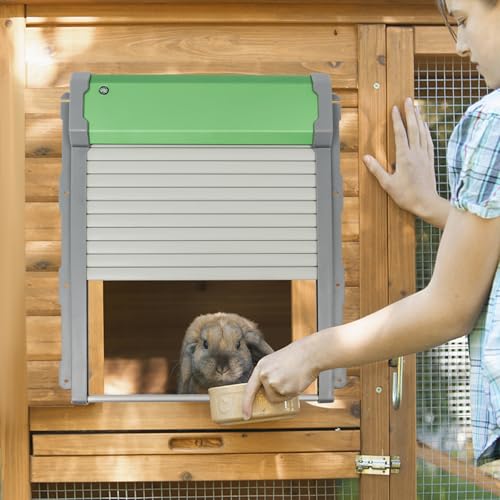 Automatic Chicken Coop Door Solar Powered, 9.4 x 10.8In Automatic Chicken Coop Door with Light Sensor, Timer Remote Controller, 3.7V 2000mA Rechargeable Coop Door Opener(131.23Ft Remote)