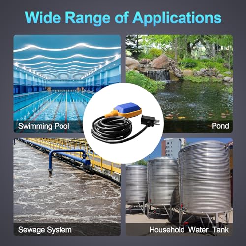 Sump Pump Universal Tethered Float Switch AC 15A 110~250V Piggyback Style Plug with 10 Feet Cord, Used in Sewage Pump, Water Tank, Septic Tank Pump, etc. - style: Water Pumps, Parts & Accessories