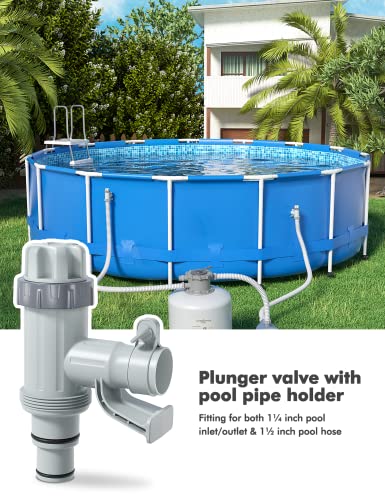 Above Ground Swimming Pool Hose Adapter with Plunger Valve and Pipe Holder - Replacement Parts for Pool Pump System (Round Top 2 PACK) - style: Round Top 2 PACK