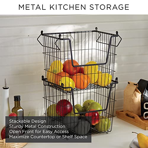 DII Metal Wire Mesh Stackable Utility Storage Bin, Small, 11x11x6", Black - color: Black, size: 11 x 11 x 6 inches