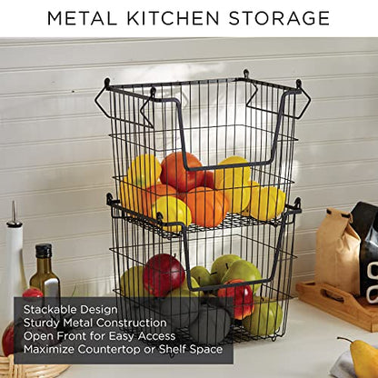 DII Metal Wire Mesh Stackable Utility Storage Bin, Small, 11x11x6", Black - color: Black, size: 11 x 11 x 6 inches
