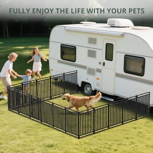 Dog Fence Outdoor Indoor, 40" Inch Height 32 Panels Dog Playpen for Large/Medium/Small Dogs Metal Dog Pen for Yard Camping and RV | Black-Silver,Patented - size: 40" height, style: 32 Panels