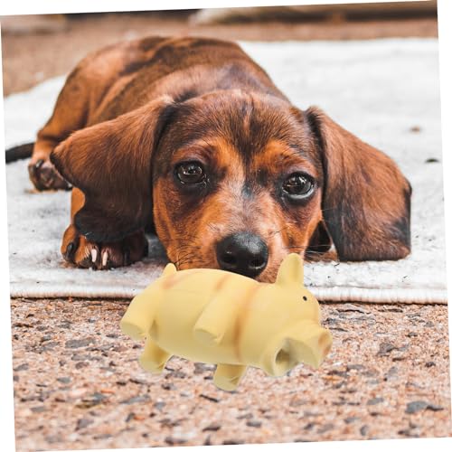 ibasenice Dog Chew Toy Cartoon Pig Molar Toy for Indoor Play Biting Resistant Squeaky Easy to Clean for Dogs