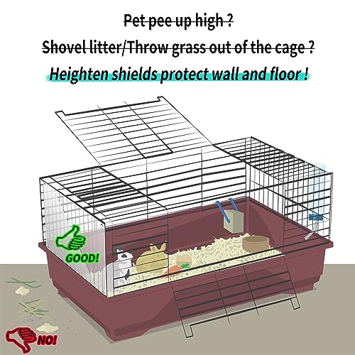Oncpcare 24 Pack Rabbit Splash Guard, 10'' x 8.2'' Pet Plastic Pee Shields Liner Protection Clear Edge Liner Guinea Pig Side Lining Small Animal Cage Accessories - size: 24pcs